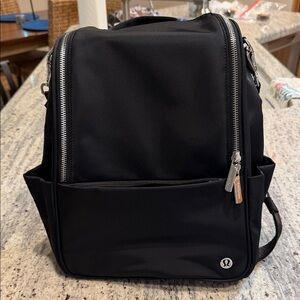 Lululemon Athletica Black Backpack with Silver Accents